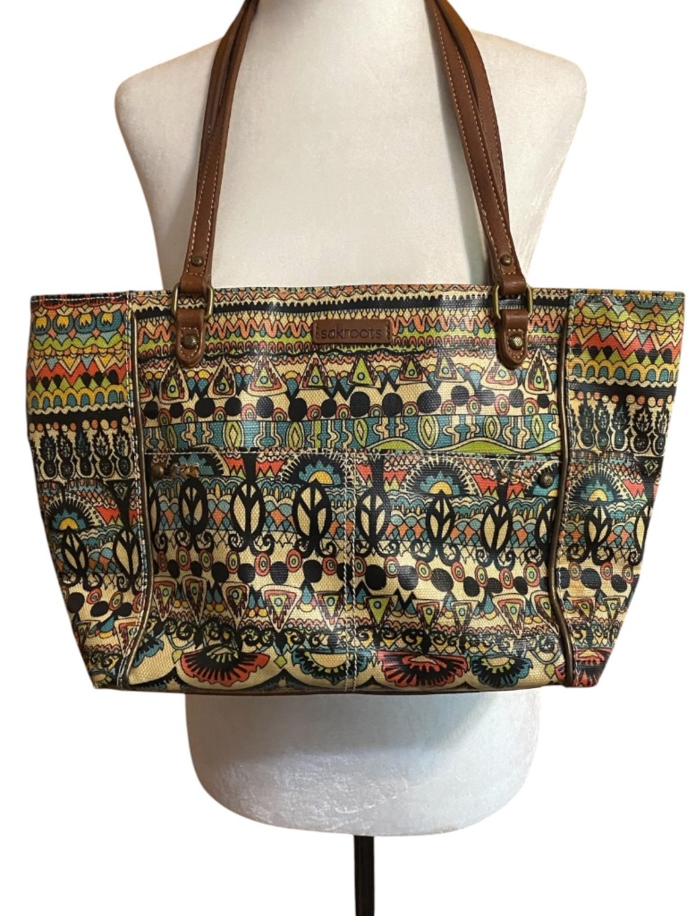 Sakroots vintage bohemian style peace zippered tote